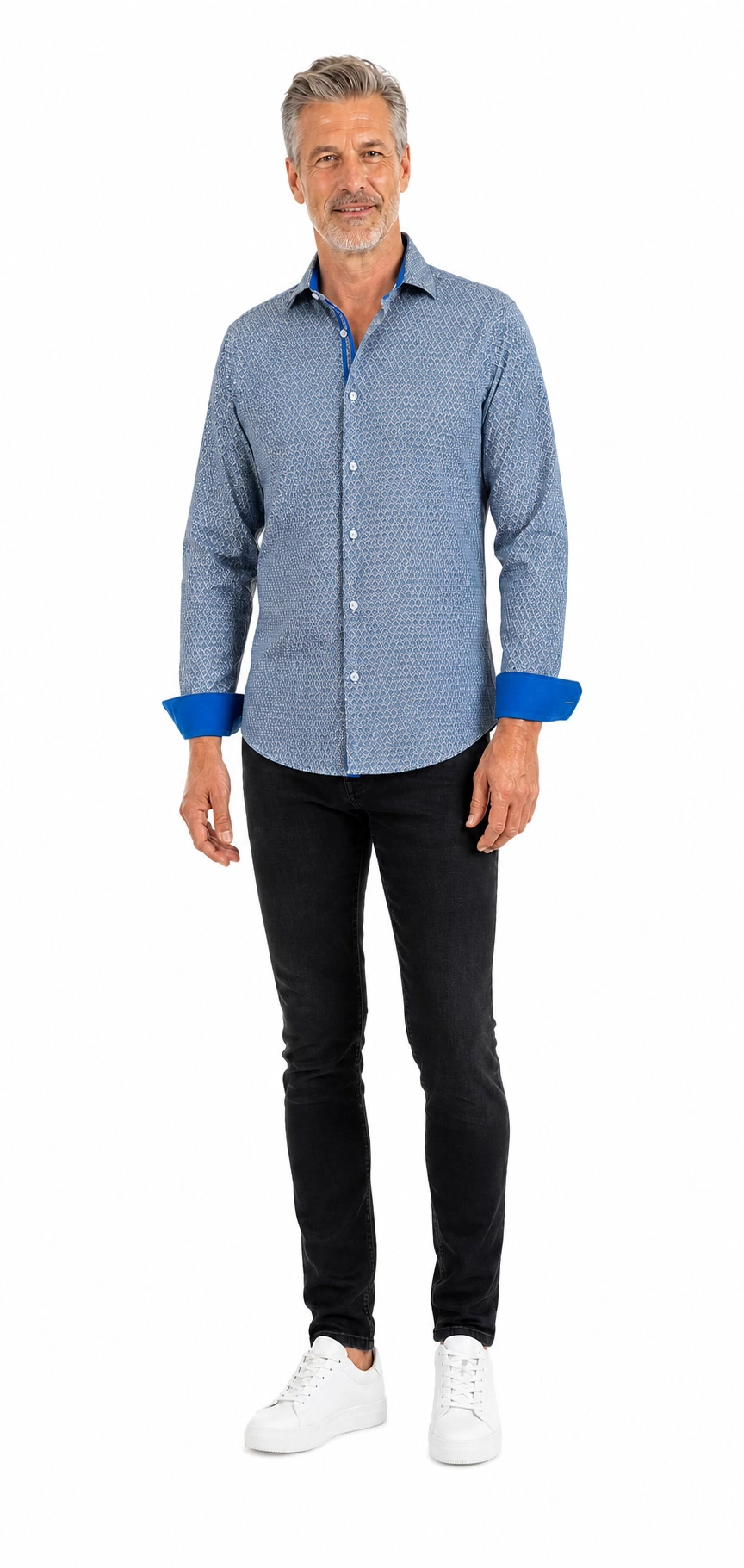 Elie Balleh Slim Fit Mens Geometric Print Shirt