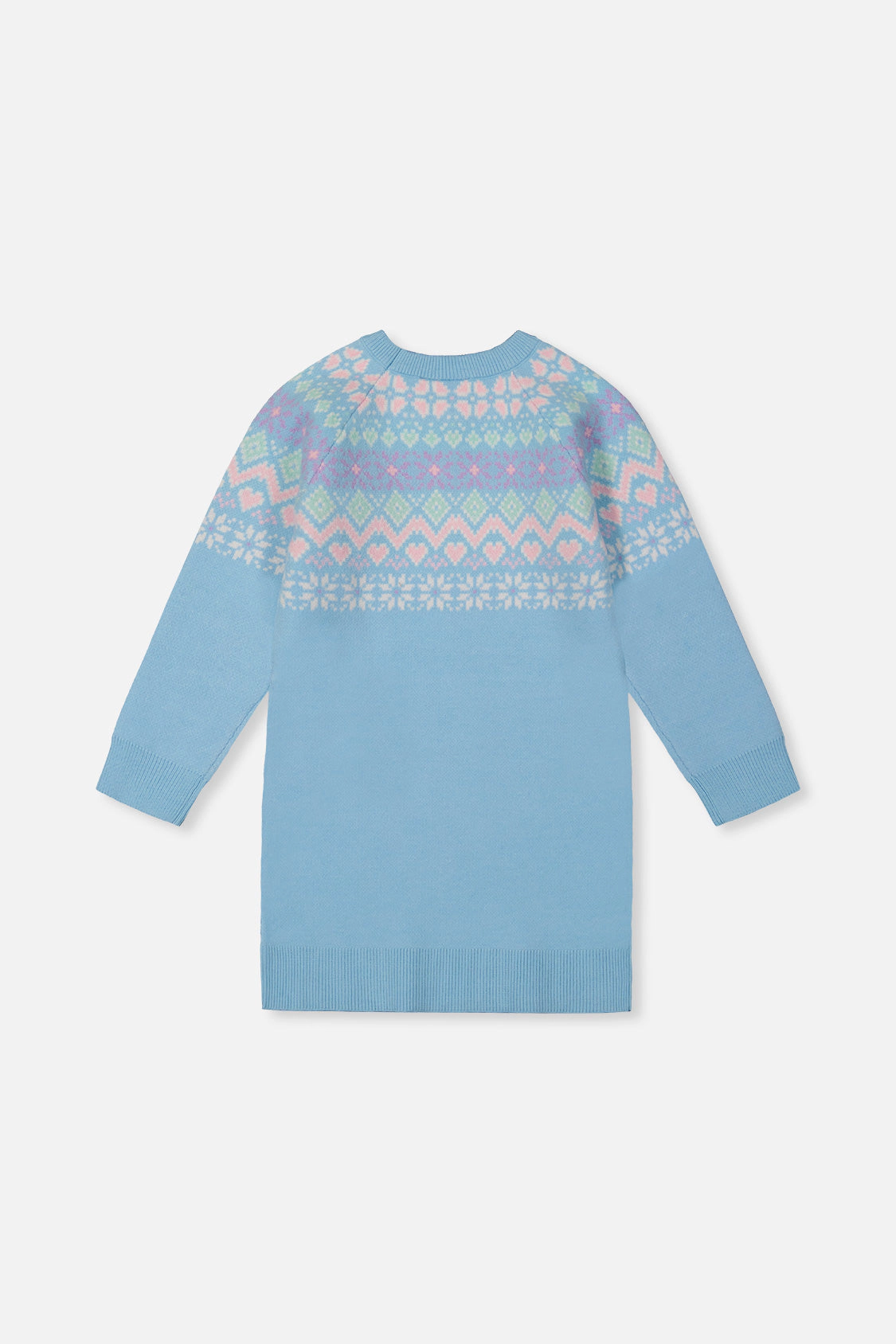 Deux par Girls Fair Isle Yoke Raglan Sleeve Knit Dress