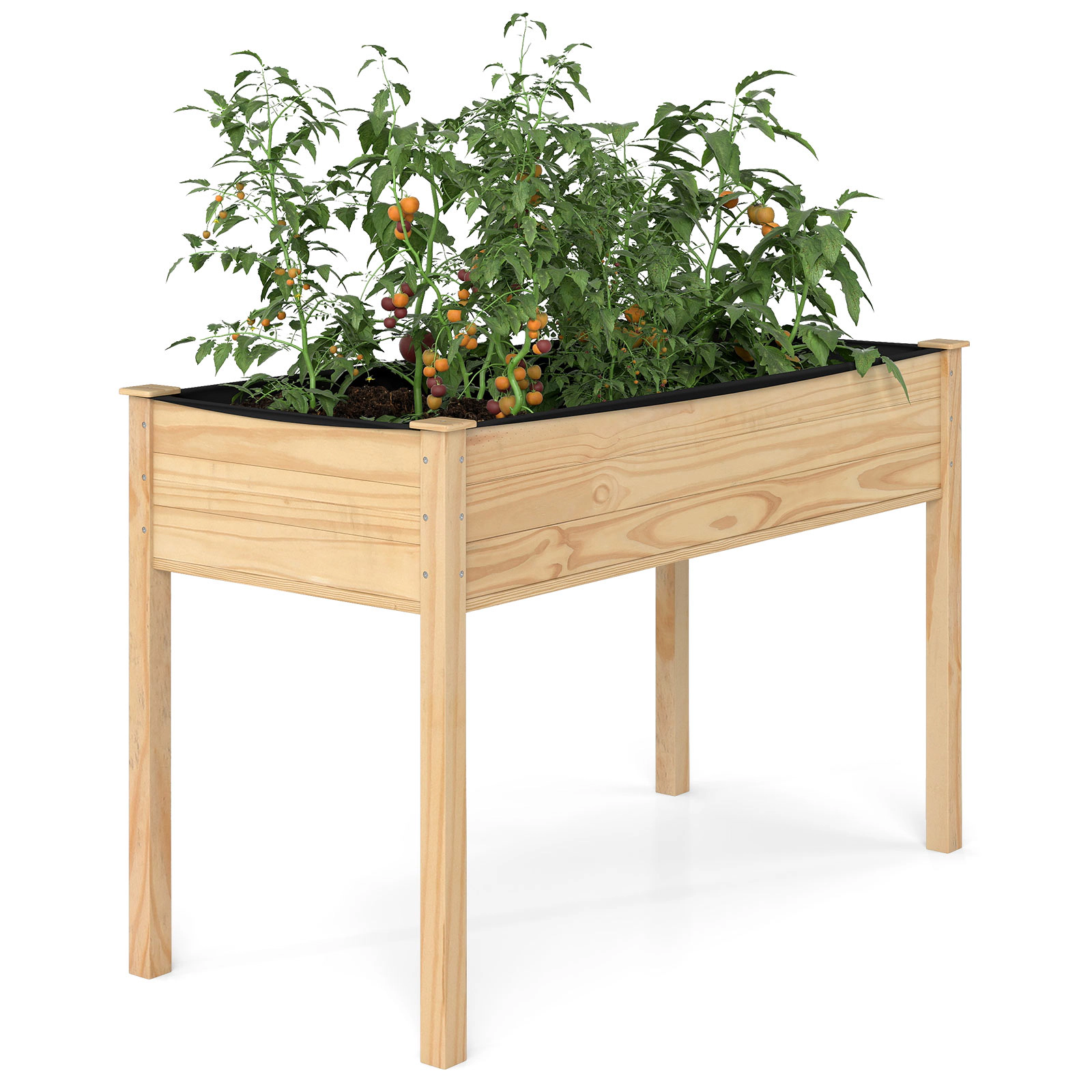 LJG Wooden Raised Vegetable Garden Bed Elevated Grow Vegetable Planter