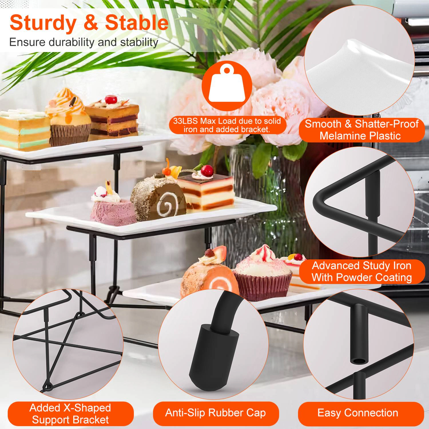 GBruno 3-Tier Serving Stand With Rectangular Platters