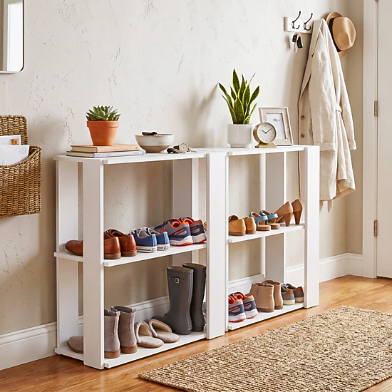 SlickBlue Unisex 3 Tier Stackable Shoe Rack with Storage Shelf
