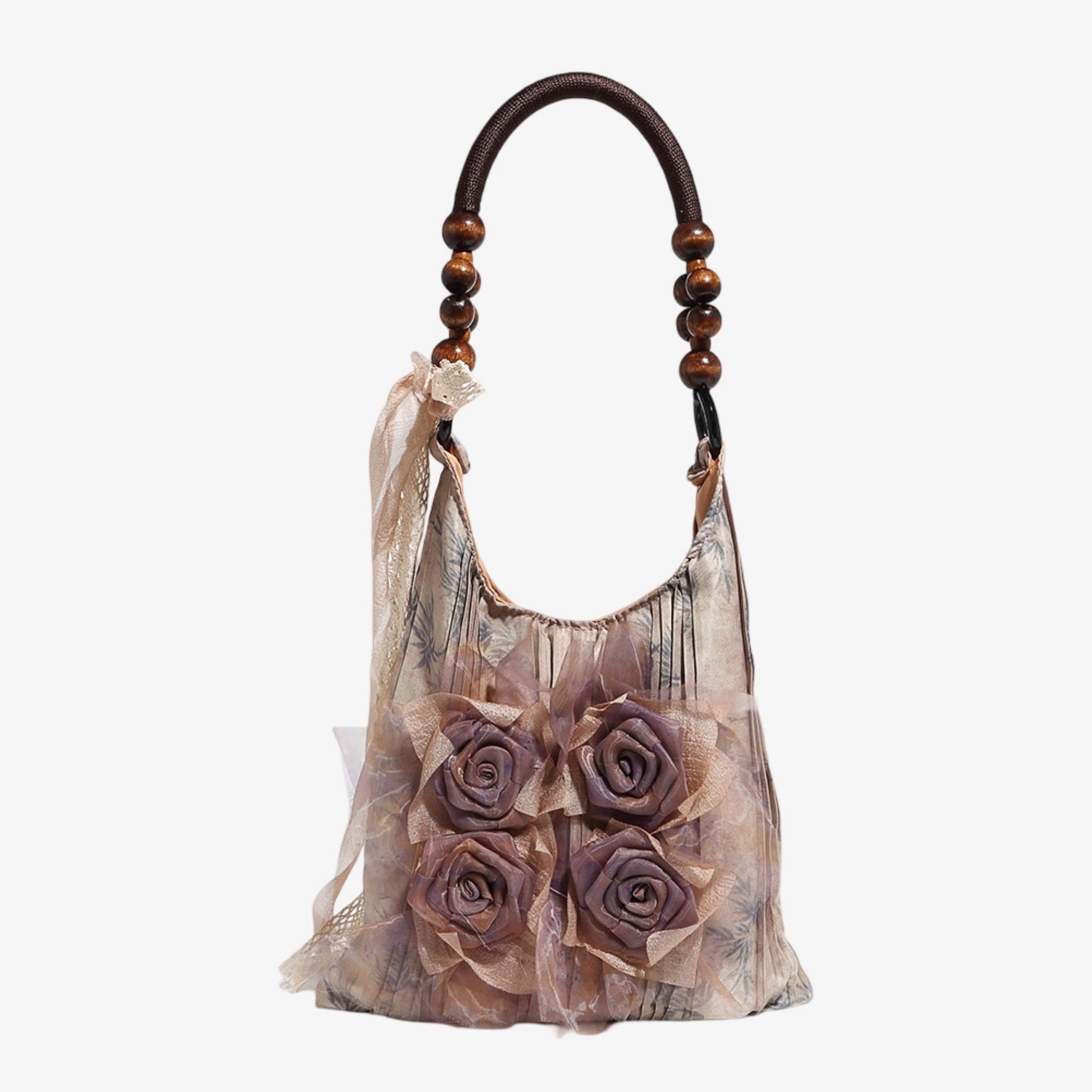 Alilang Women's Rose Detail Shoulder Bag Elegant Handbag for Work and Everyday