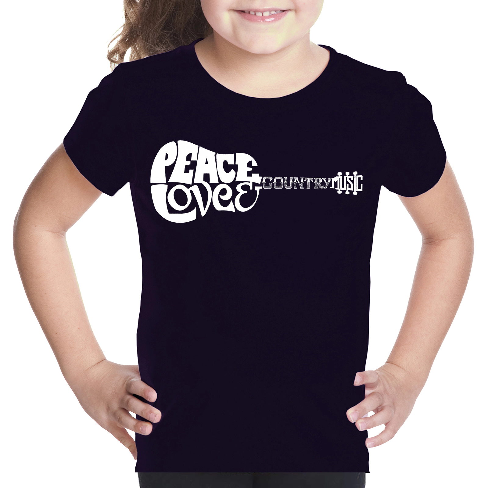 LA Pop Art Girls Word T-Shirt - Peace Love Country