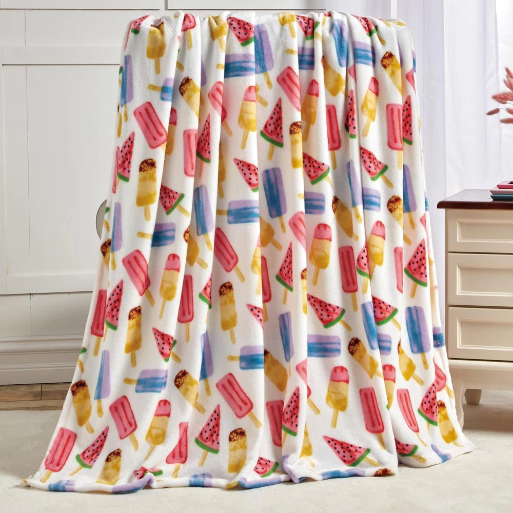 Plazatex Ice Cream Micro plush Decorative All Season Multi Color 50" X 60" Throw Blanket