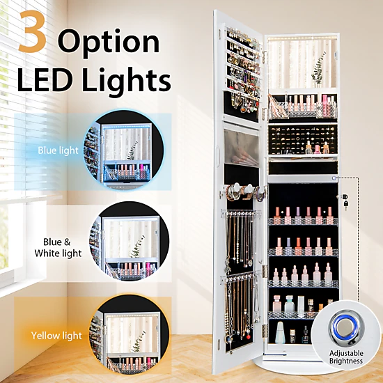Hivvago Freestanding Jewelry Storage Cabinet with LED Lights
