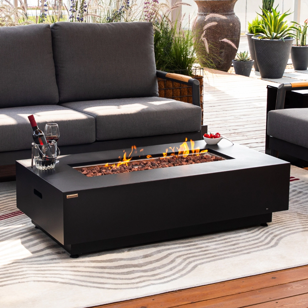 Sol Living 50,000 BTU Outdoor Propane Fire Pit Rectangle