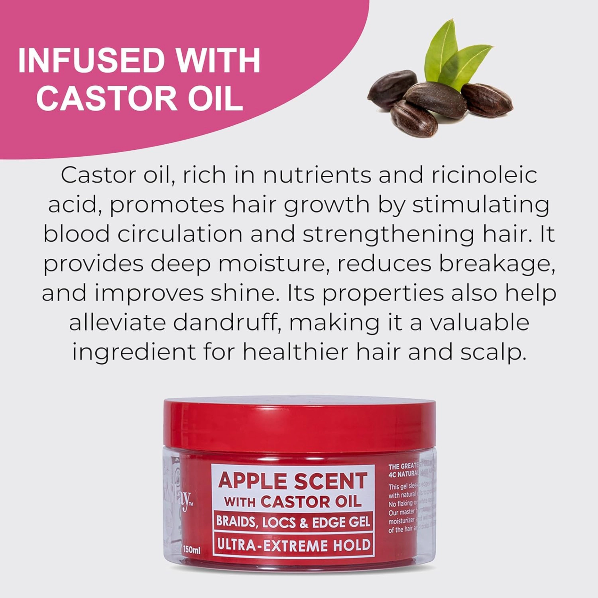 Esha Unisex Styling Gel Slick N Slay 2-IN-1 Braid & Edge Gel Apple Scent with Castor Oil