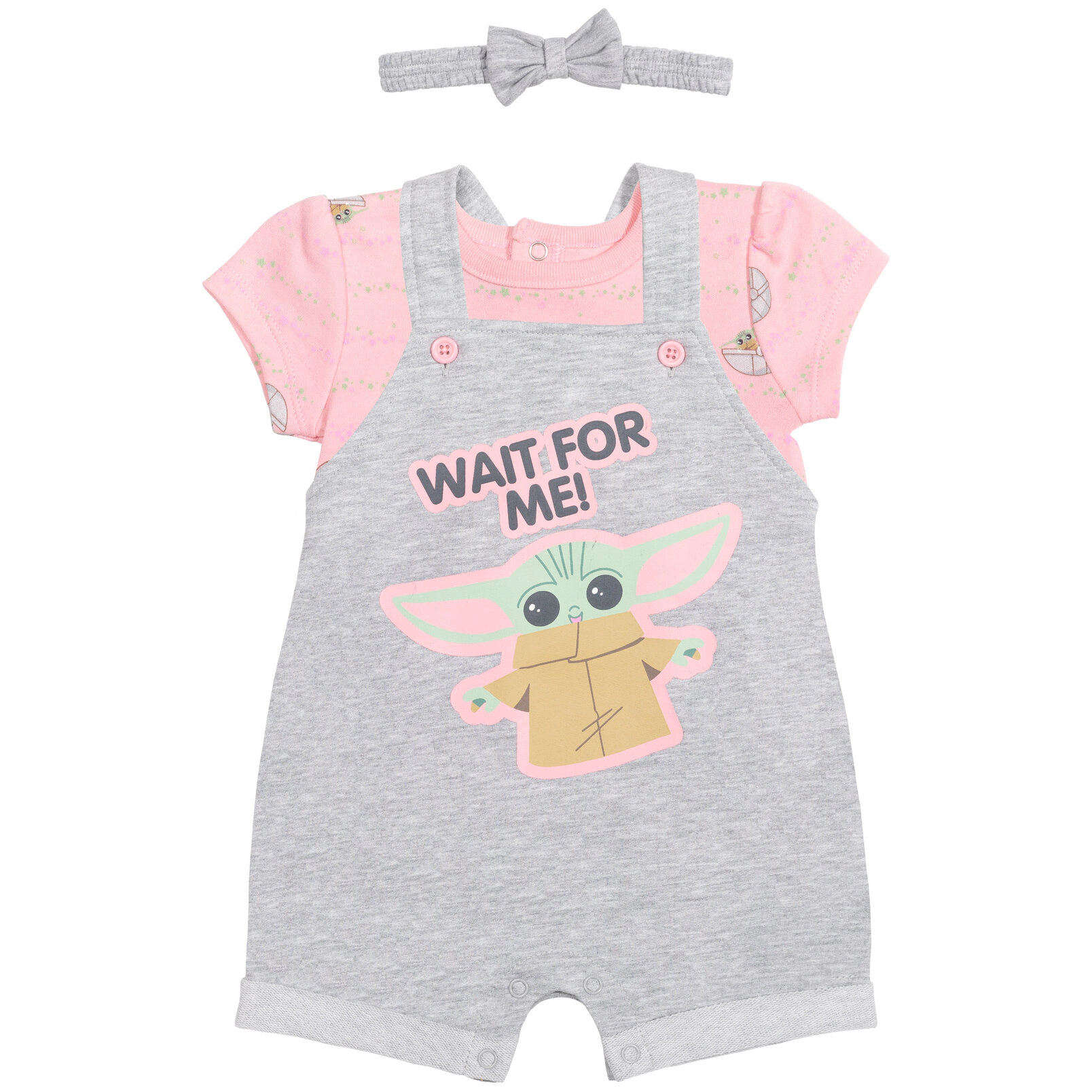 Star Wars The Mandalorian Grogu Baby Girls' Shortall and T-Shirt Set