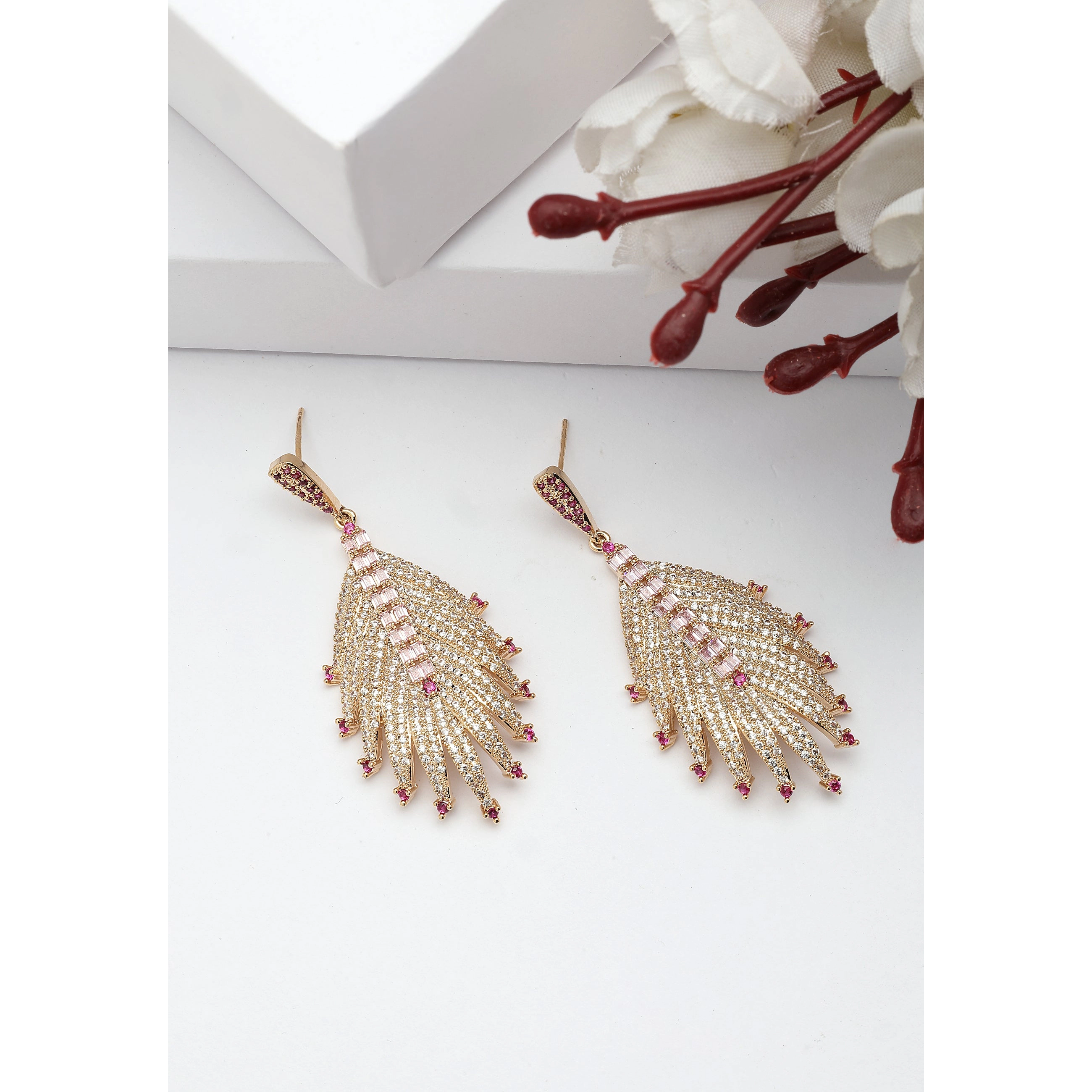 AGP PARIS Womens Diva Leaves Drop Earrings
