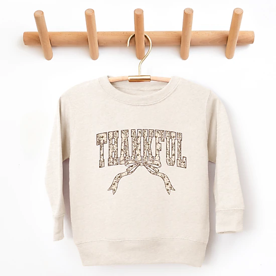 The Juniper Shop - Toddler Graphic Sweatshirt - Thankful Floral Coquette