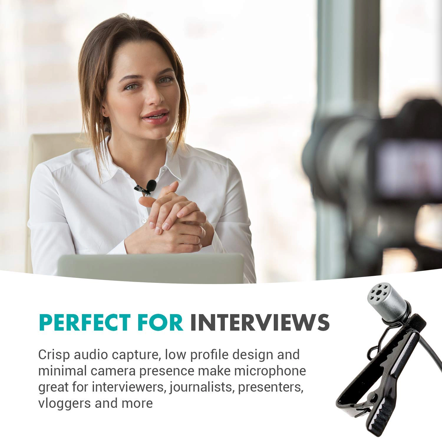 Movo WMX-LAV Lavalier Microphone for The WMX-1, WMX-7, WMX-20 and Edge Wireless Systems - Lav Mic with 75" 3.5 TRS