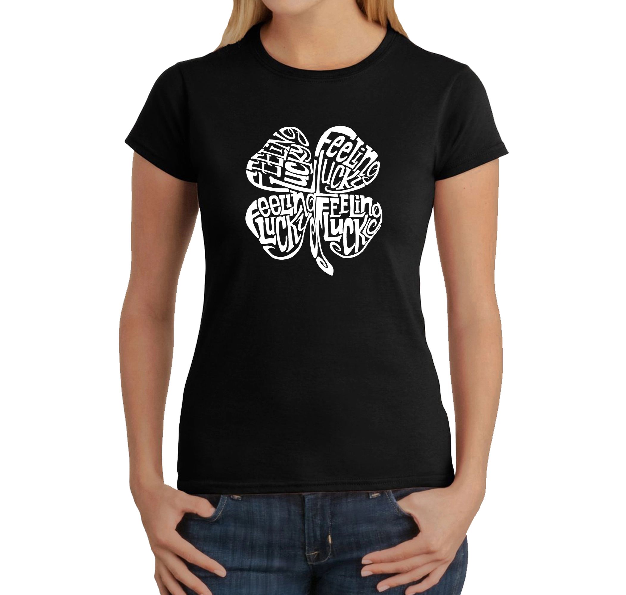 LA Pop Art Women's Word T-Shirt - Feeling Lucky