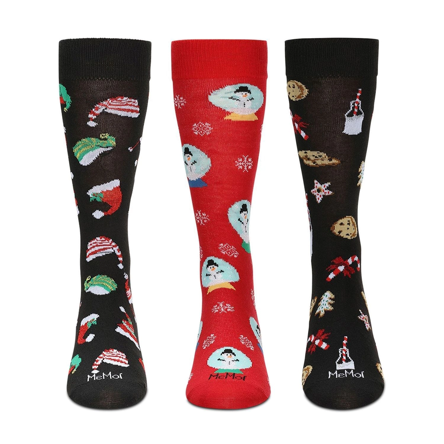 MeMoi Men's 3 Pair Pack Holiday Novelty Crew Socks