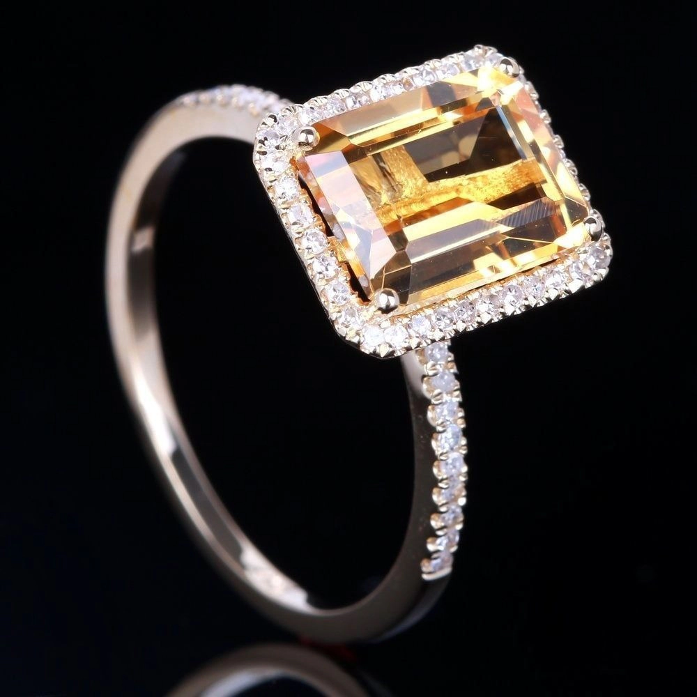 14K Gold Plated Yellow Cubic Zirconia Cocktail Engagement Wedding Anniversary Ring