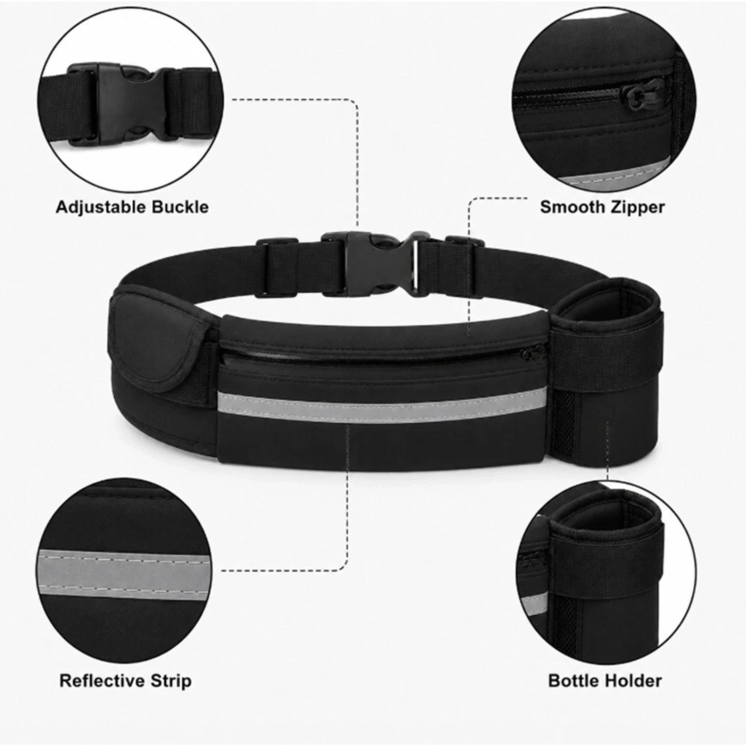 Home Collection Adjustable Running Belt Water Resistant Waist Pack