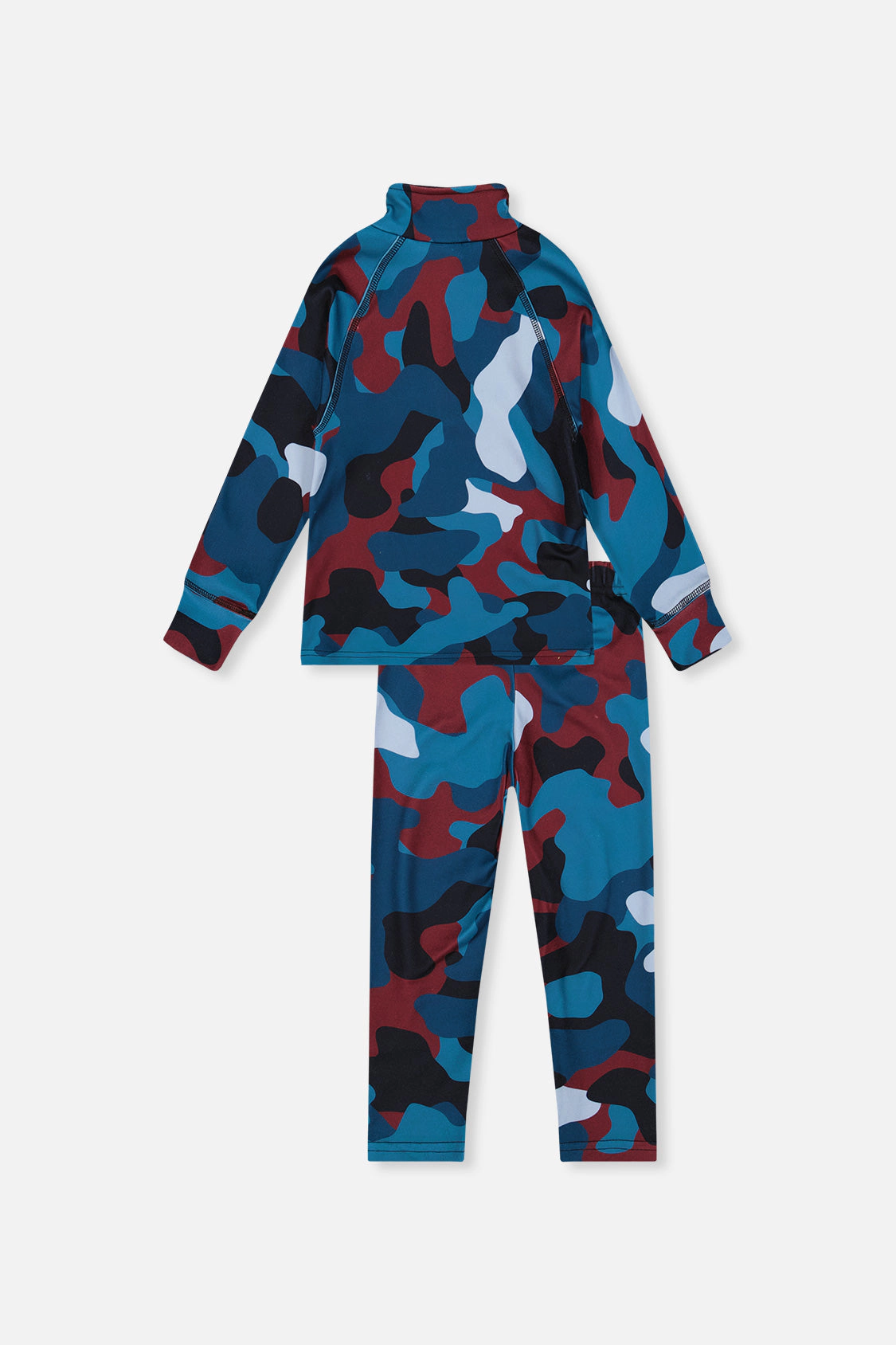 Deux par Deux Boys Two Piece Camouflage Print Half-Zip Thermal Underwear Top and Pants Set