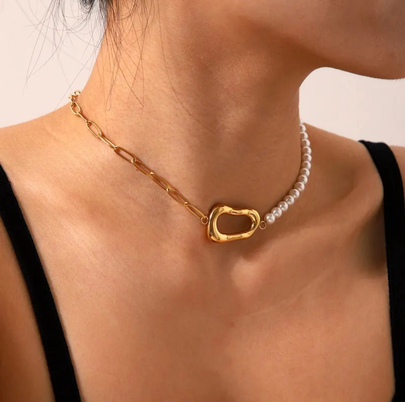 DressAtR Women's Gold Plated Pearl Pendant Necklace