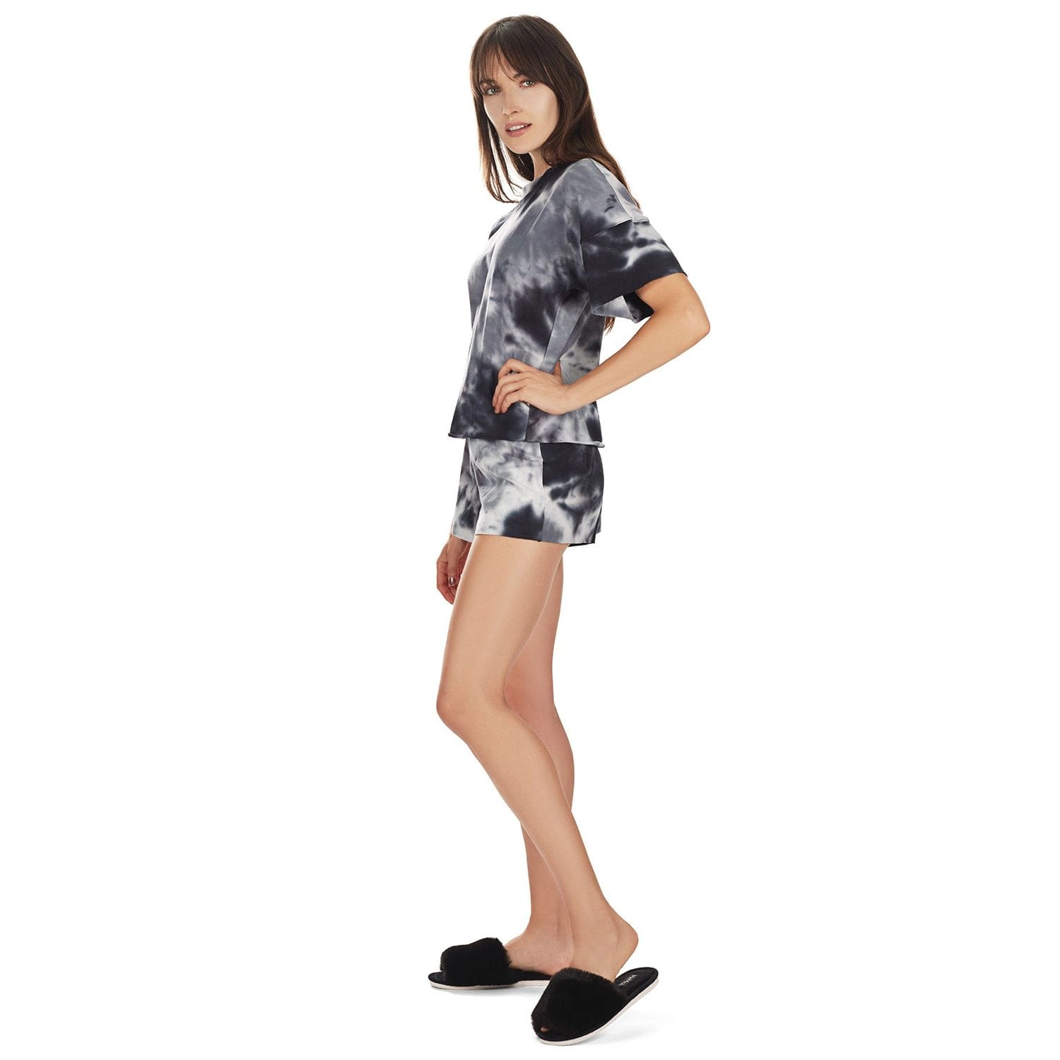 MeMoi Women's Tie Dye French Terry Cotton Blend Short Set