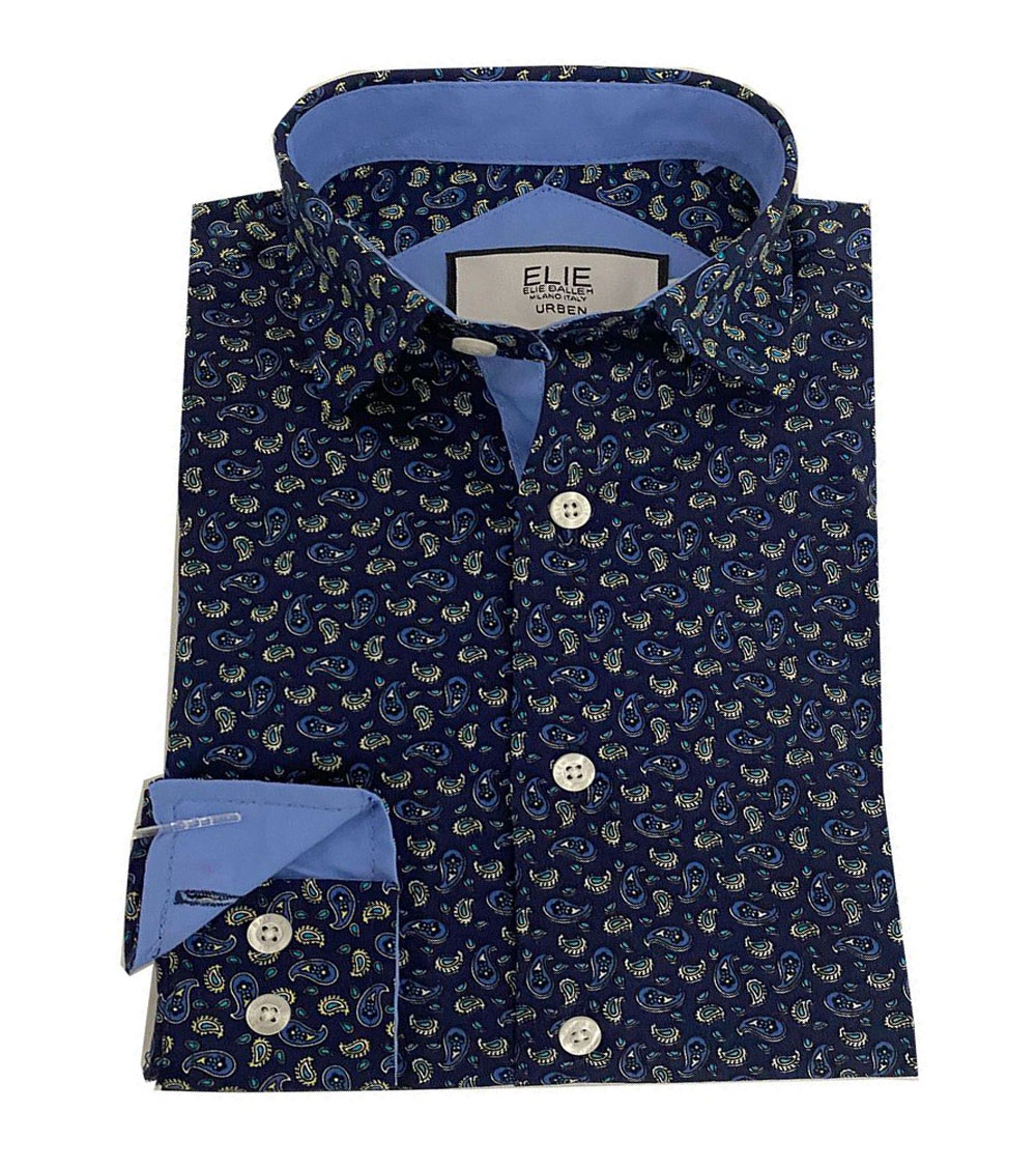 Elie Balleh Boys Slim Fit Paisley Short Sleeve Shirt