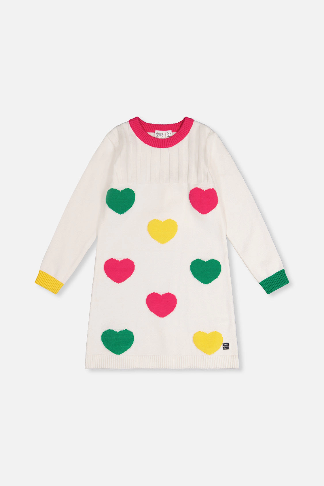 Deux par Deux Girls Heart Jacquard Knitted Dress