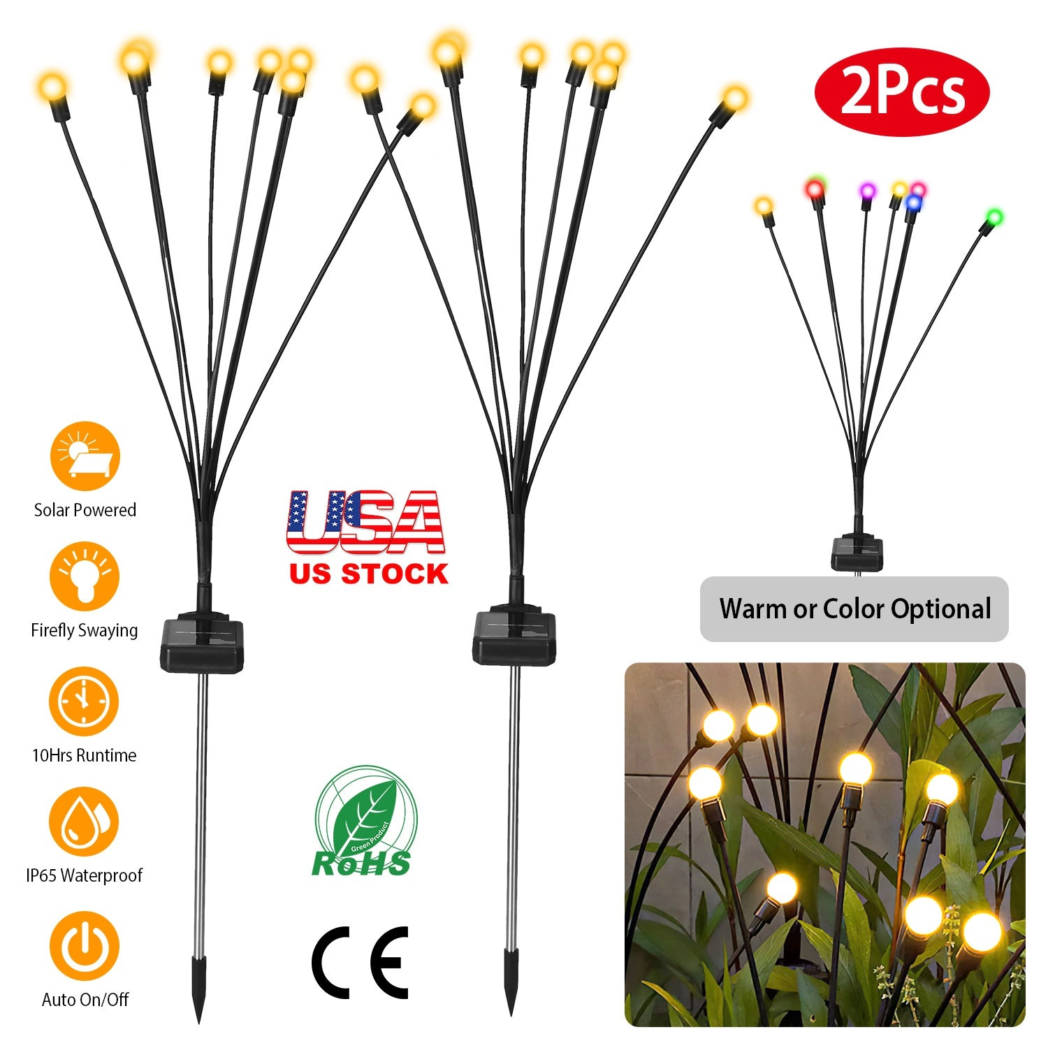 GBruno Solar Firefly Swaying Pathway Lights 2-Pack