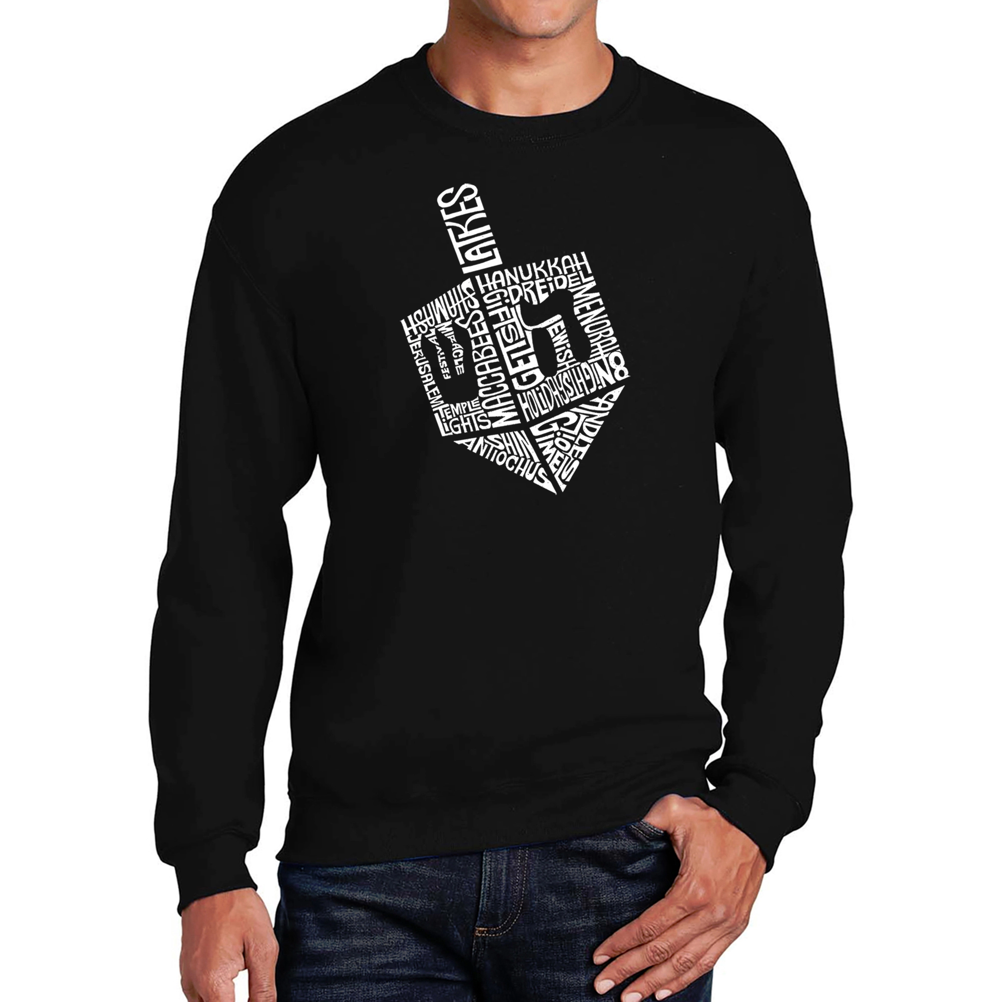 LA Pop Art Hanukkah Dreidel - Men's Word Crew Sweatshirt
