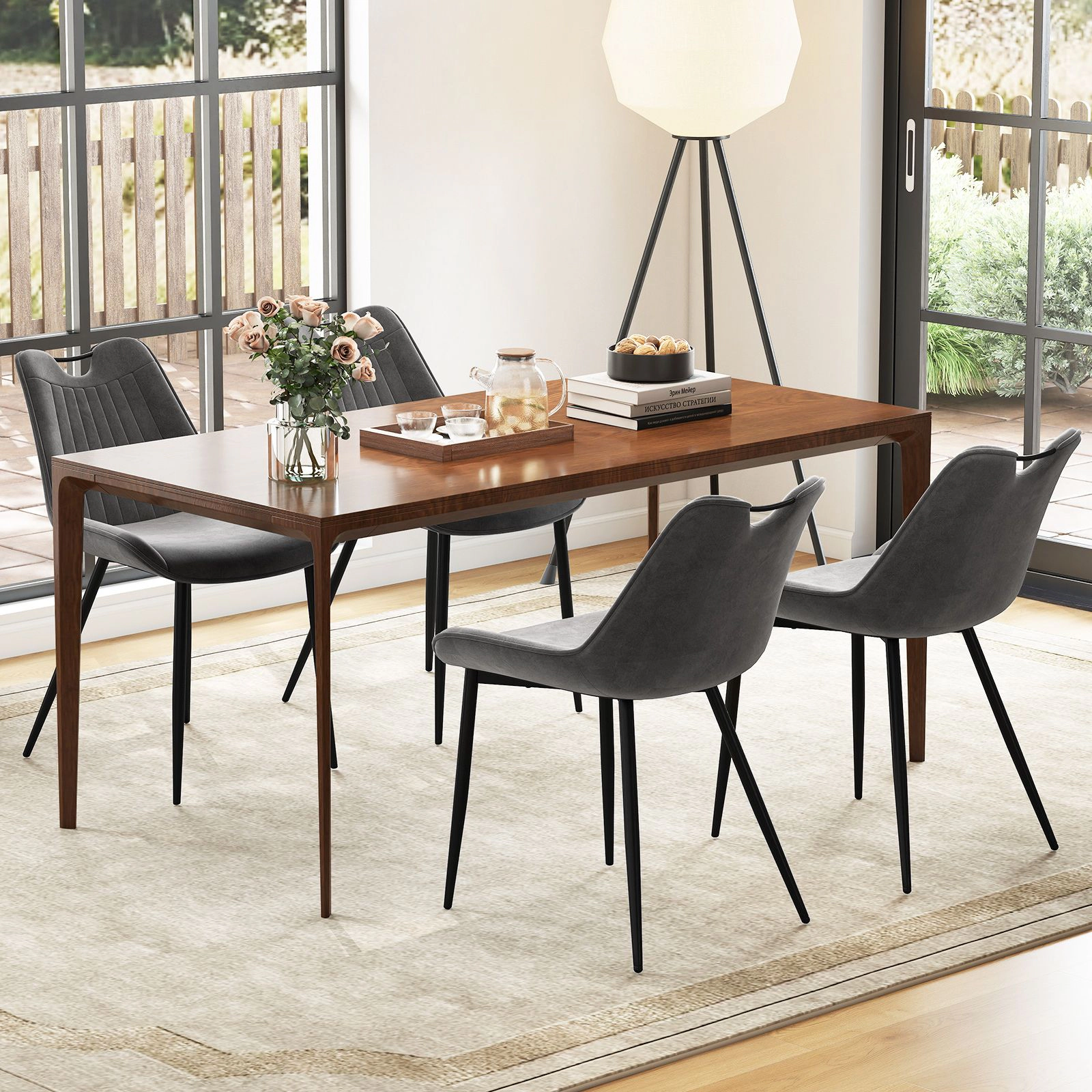 SlickBlue Unisex Set of 4 Faux Leather Dining Chairs with Metal Legs