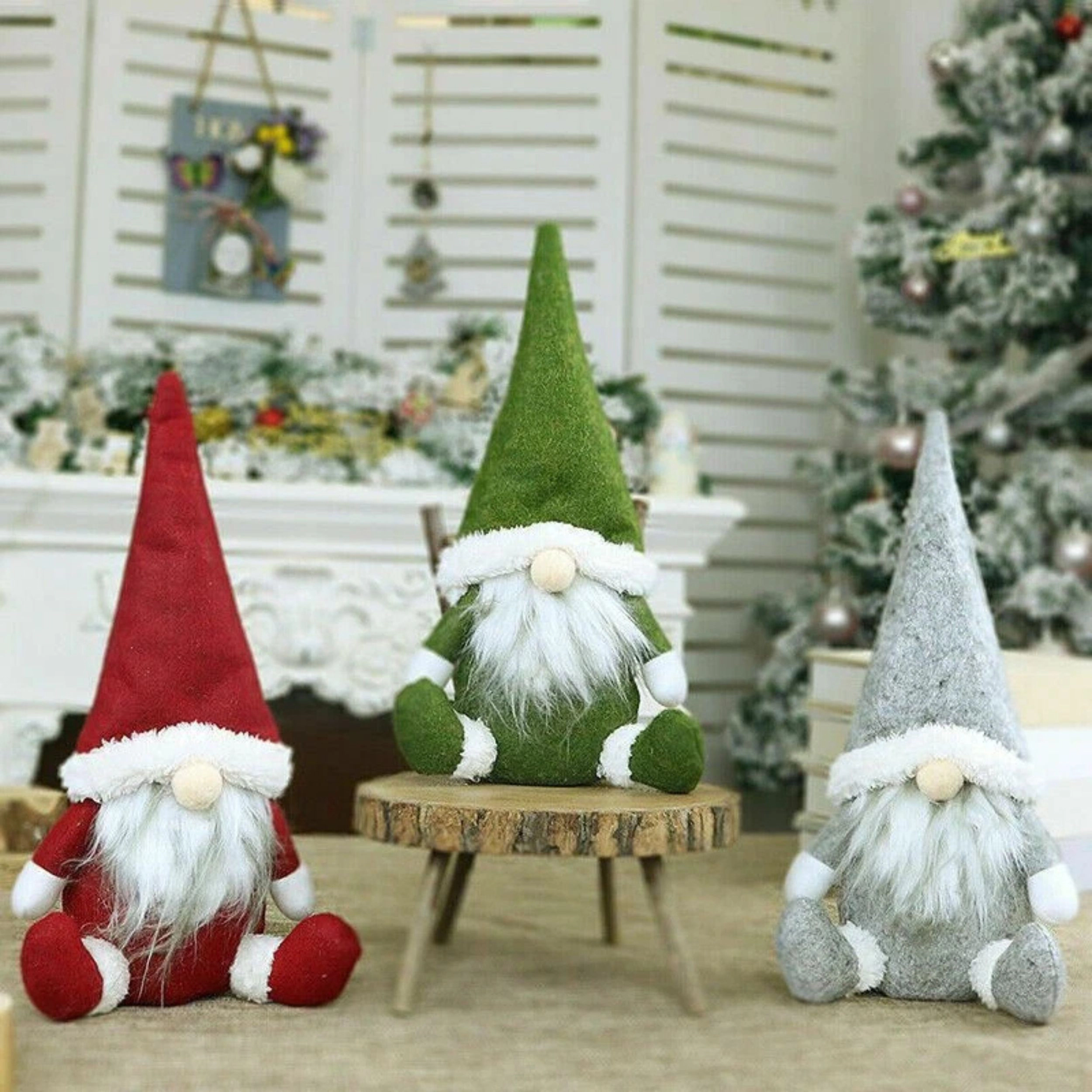 Home Collection Pack of 3 Christmas Faceless Gnome Santa Plush Doll Decorations