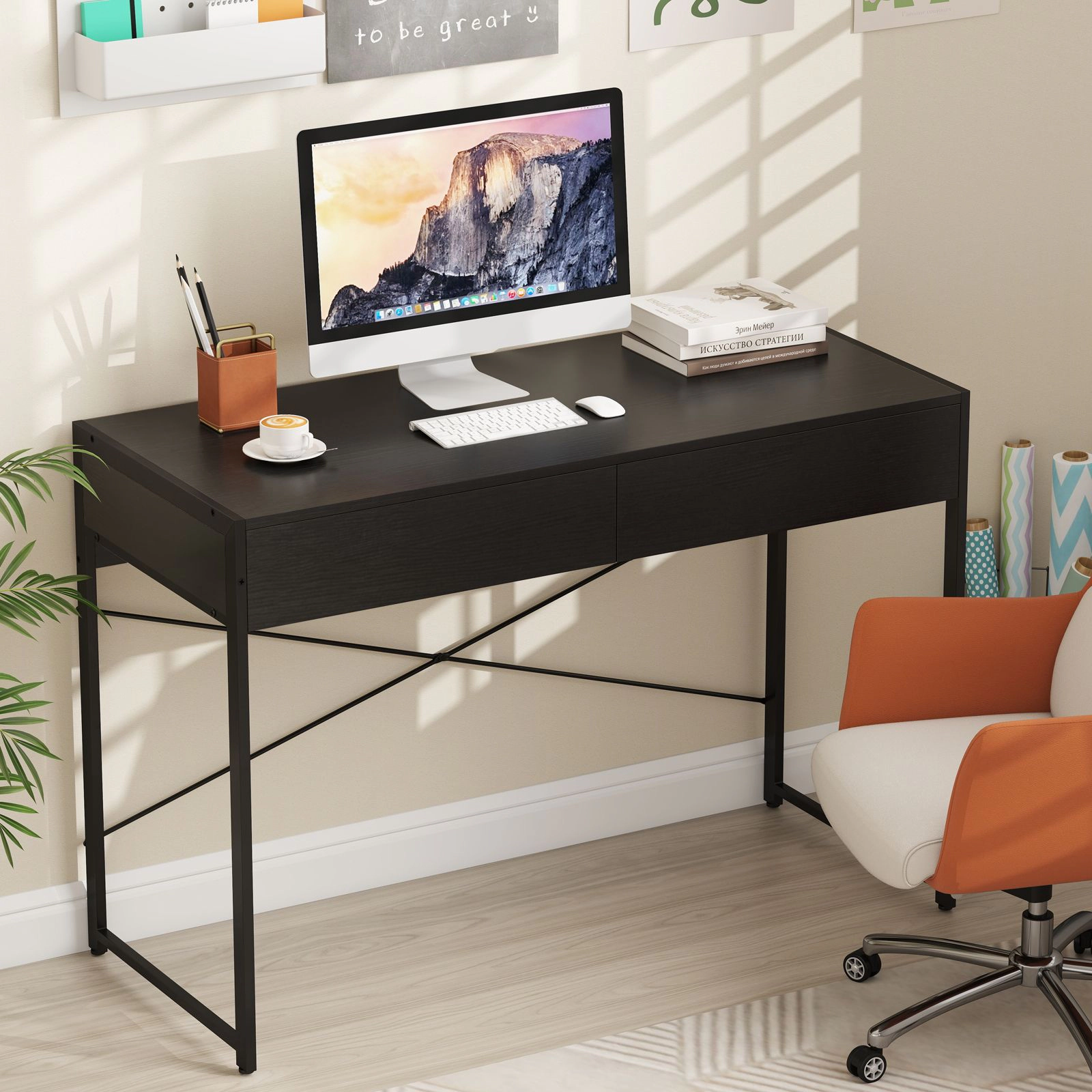SlickBlue Home Office Desk with 2 Drawers and Reinforced Frame