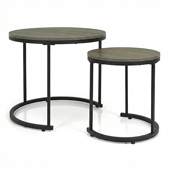 Hivvago Set Of 2 Modern Round Stacking Nesting Coffee Tables