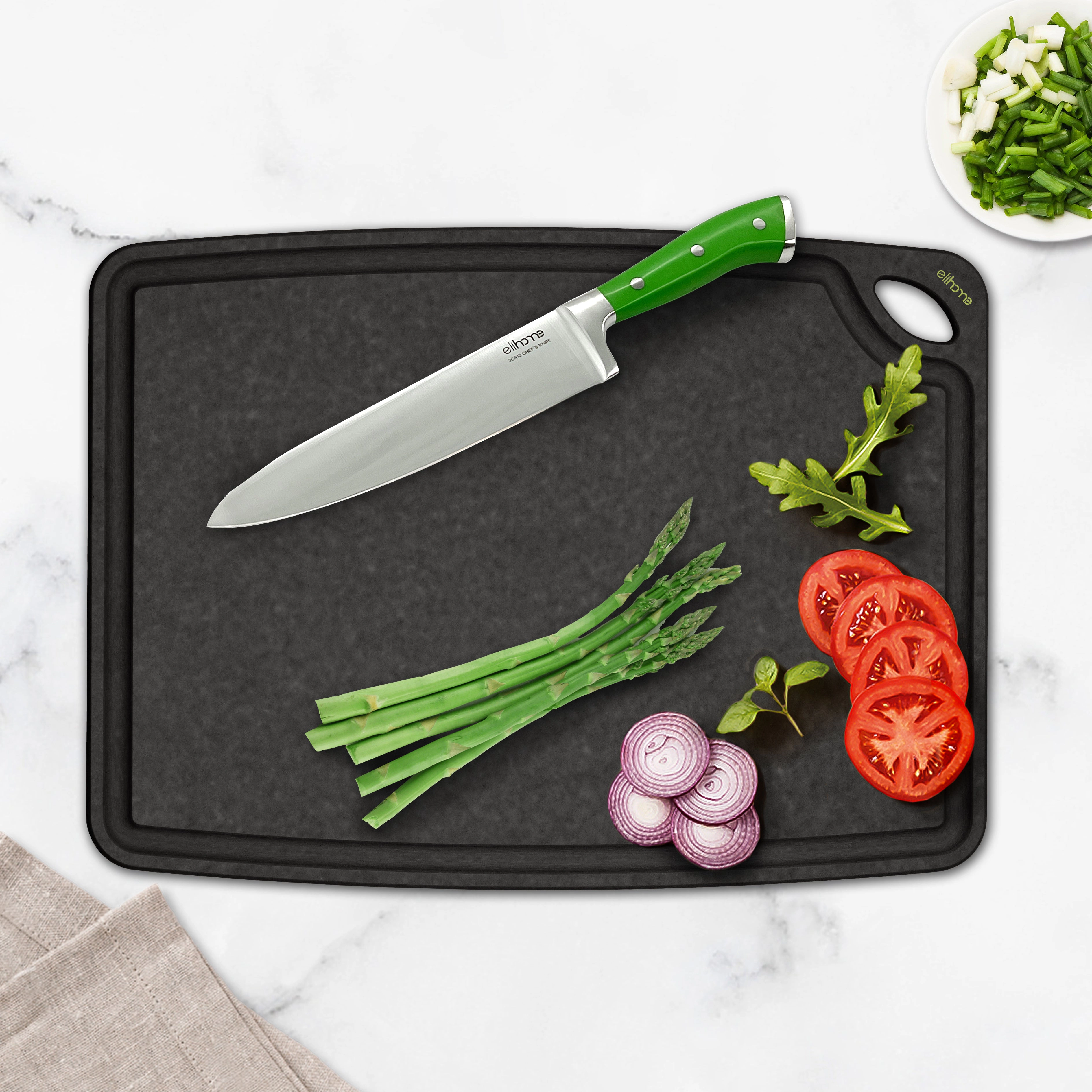 Elihome Classic Series 2-Piece Fiberwood Cutting Board Set 10 x 13 in - Black and Natural