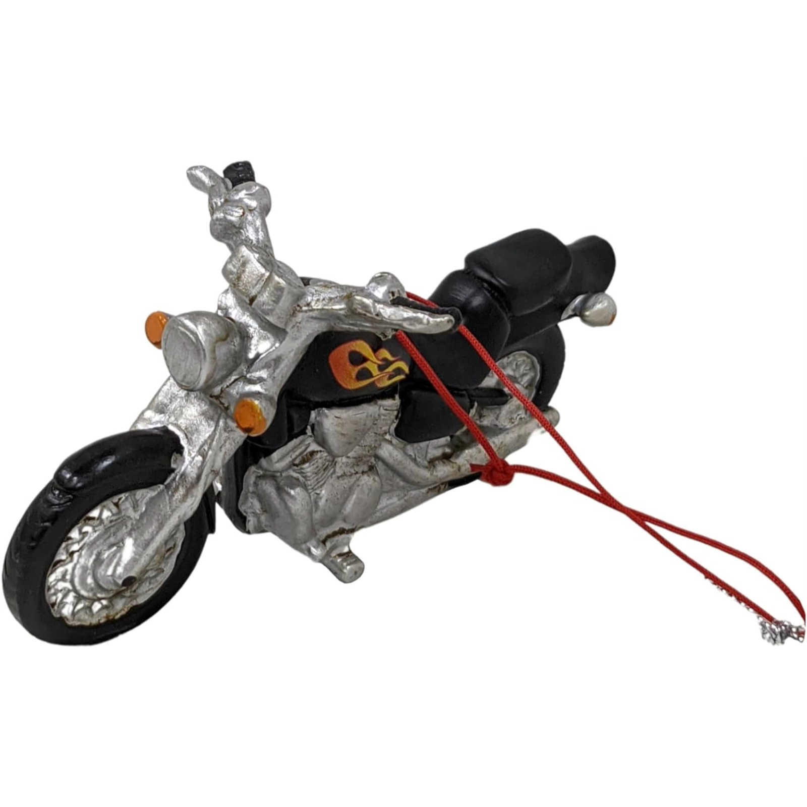 Ganz Black Motorcycle With Flames Resin Hanging Christmas Ornament 5 inch