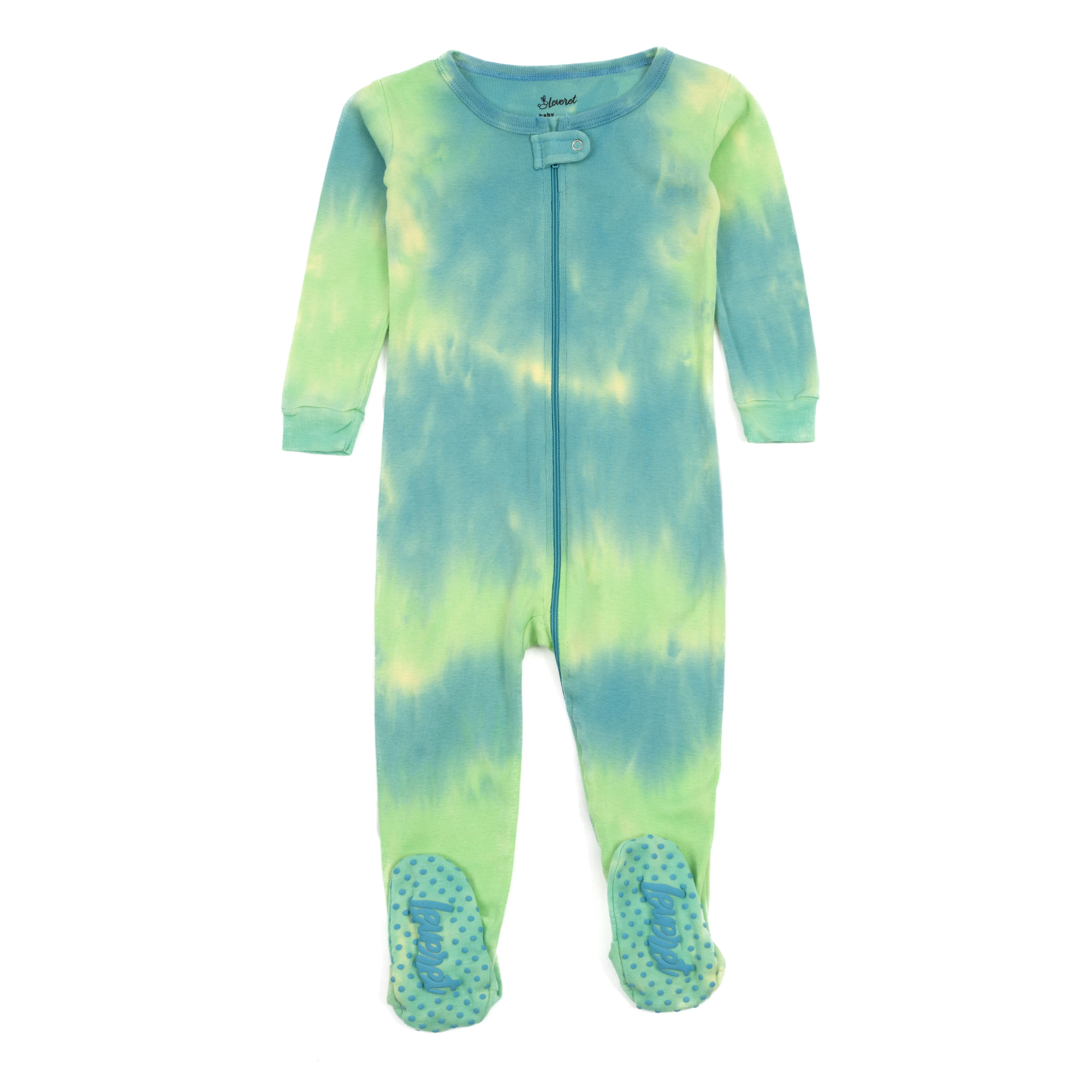 Leveret Toddler Colorful Rainbow Tie Dye Cotton Footed Pajamas