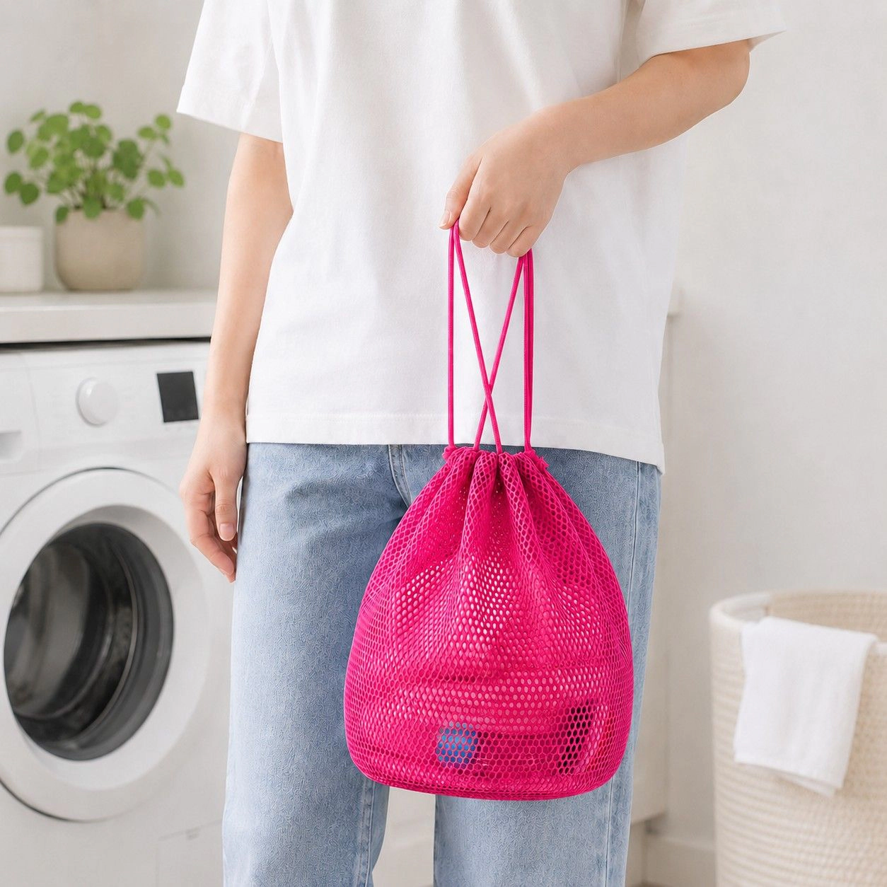 Alilang Women's 2-Pack Mesh Drawstring Shower Bags, Large and Small Travel Organizer Set, Mint Green