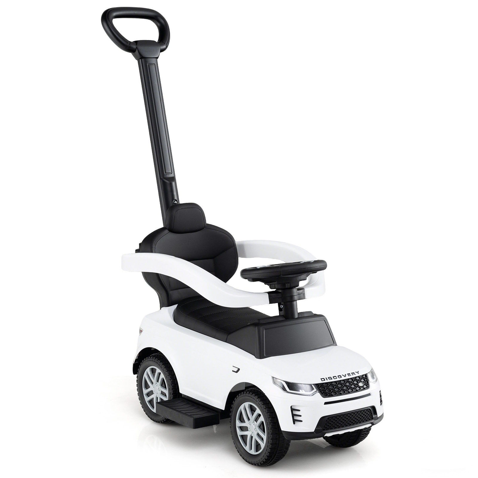 SUGIFT 3-in-1 Push Walking and Sliding Ride-On Car with Handle and Guardrail 55-lb Capacity Ages 18-36 Months White