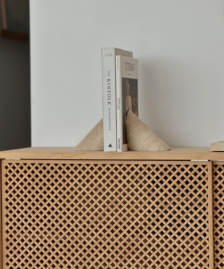 Bursera Mono Solid Travertine Cylinder Bookends