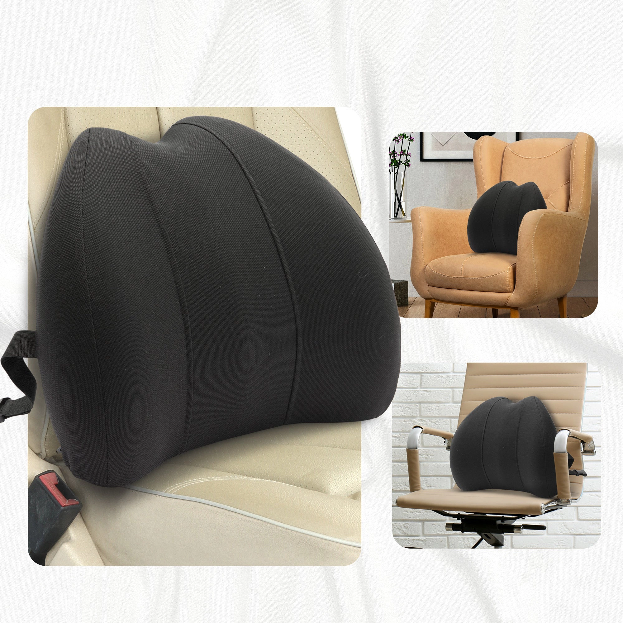 Cheer Collection Memory Foam Lumbar Support Pillow for Chair and Car Seat