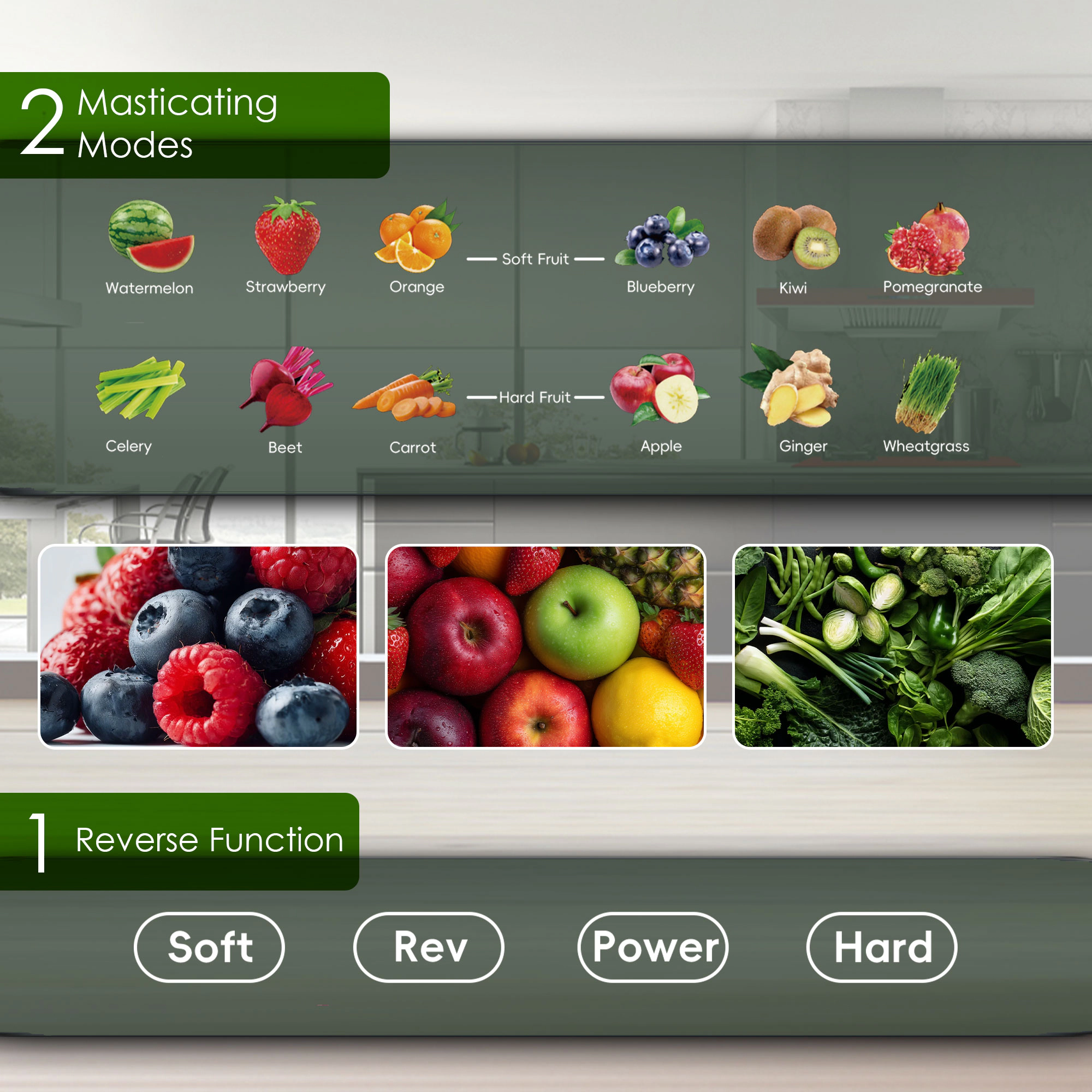 WHALL Cold Press Juicer, Extra Large Feed Chute Masticating Juicer with Touchscreen for Whole Fruits & Vegetables, Gray