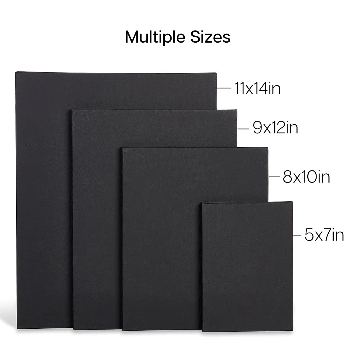 KINGART Black Canvas Panel Boards - Multi-Size 8-Pack (5x7, 8x10, 9x12, 11x14)