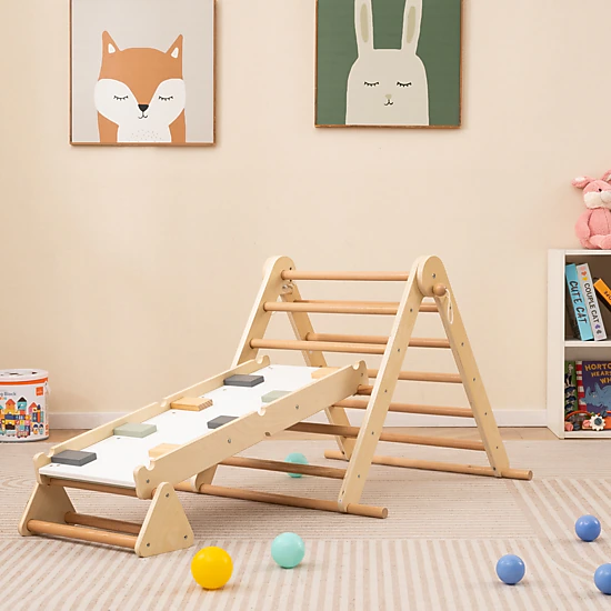 LJG 3-in-1 Pikler Triangle Climbing Set Kids Foldable Montessori Toys ...