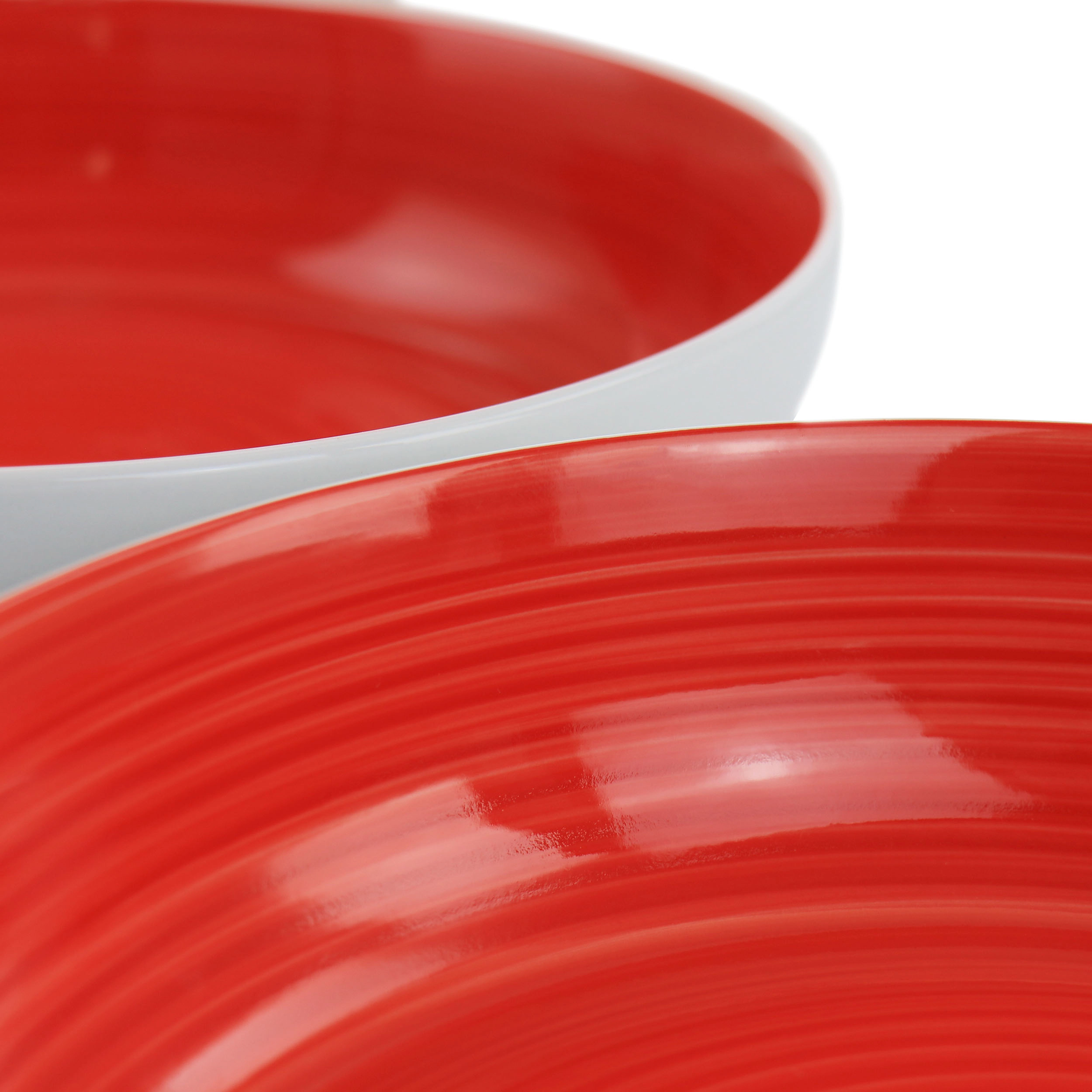 Gibson Home Crenshaw 8.5 Inch 2 Piece Stoneware Dinner Bowl Set in Red and White