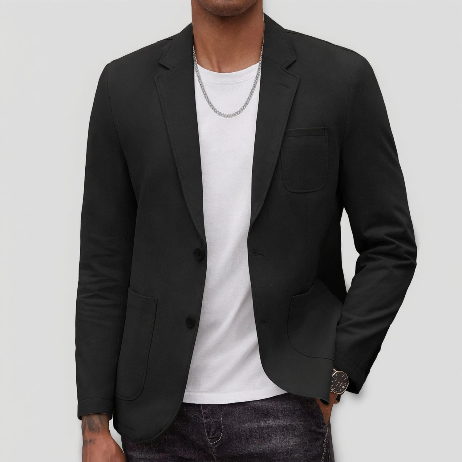 COOFANDY Mens Classic Long Sleeve Blazer Notched Lapel Two Button Casual Sport Coat