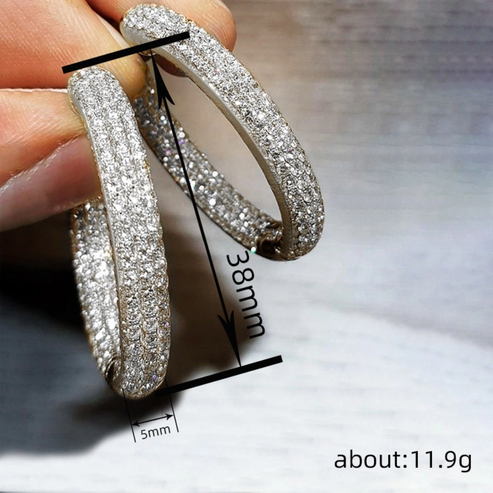 Trendy Luxury Full Baguette CZ Hoop Earrings Modern Fashion Jewelry