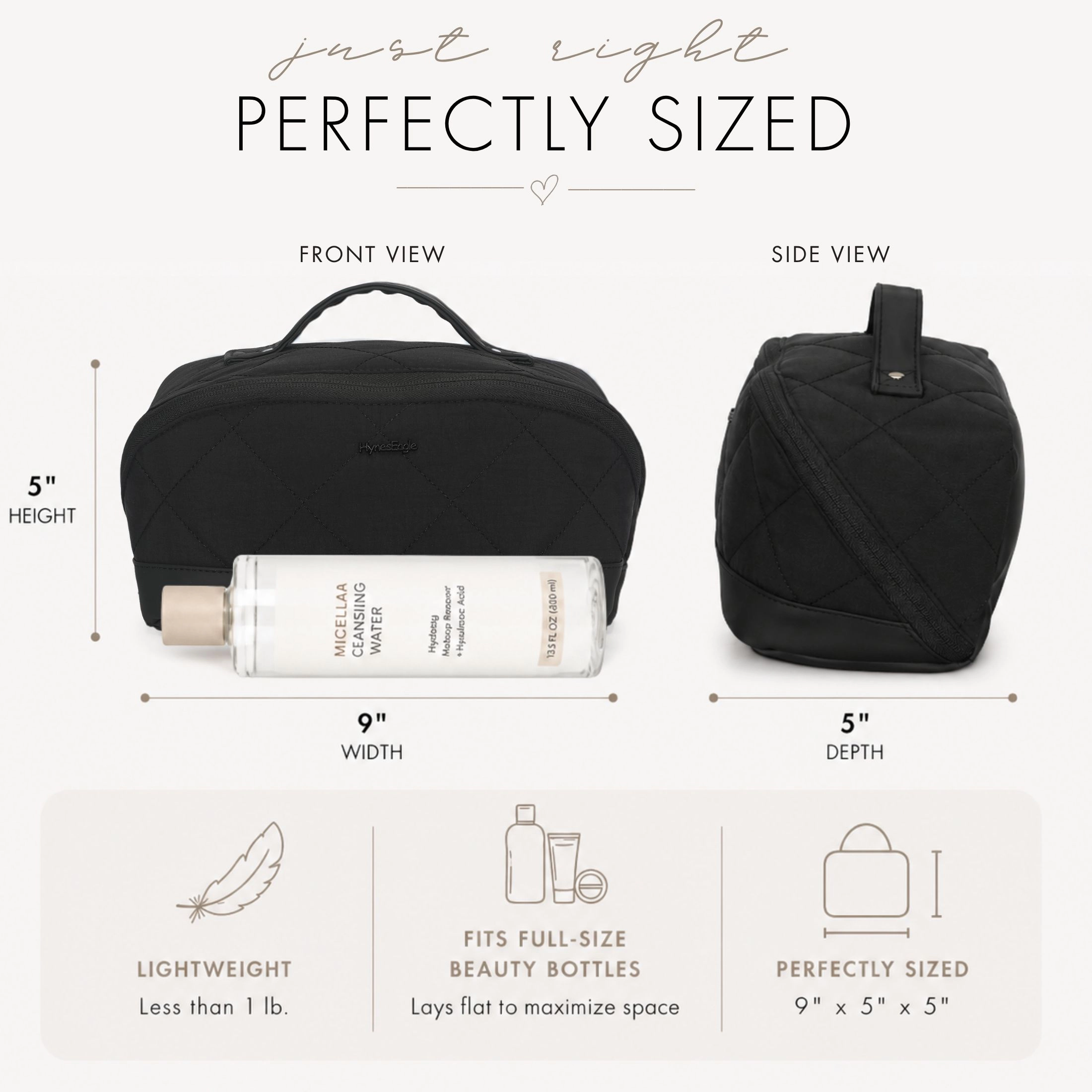 Hynes Eagle Women's Quilted Makeup Bag Organizer – Structured Base