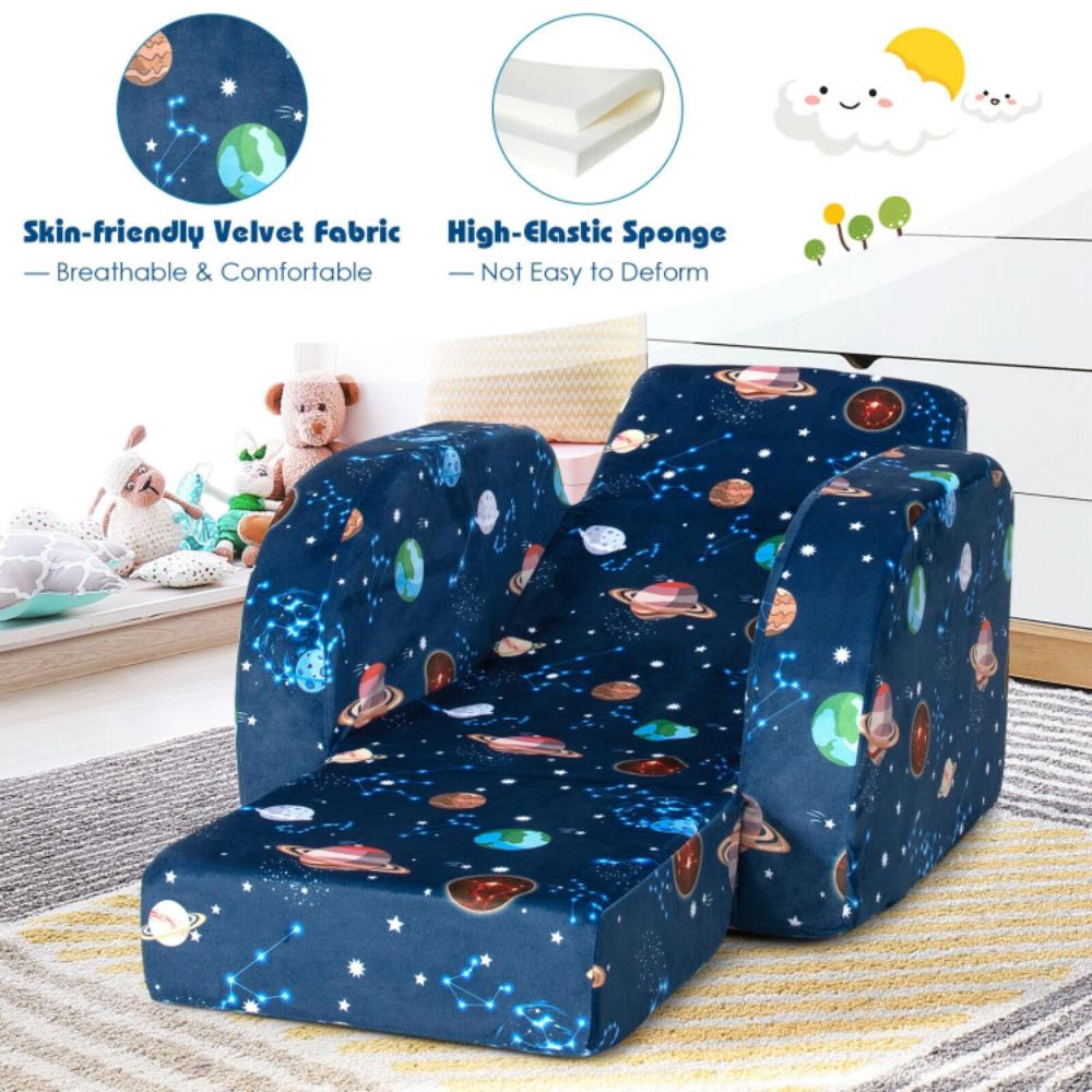 Hivvago 3-In-1 Convertible Kid Sofa Bed Flip-Out Chair Lounger For Toddler