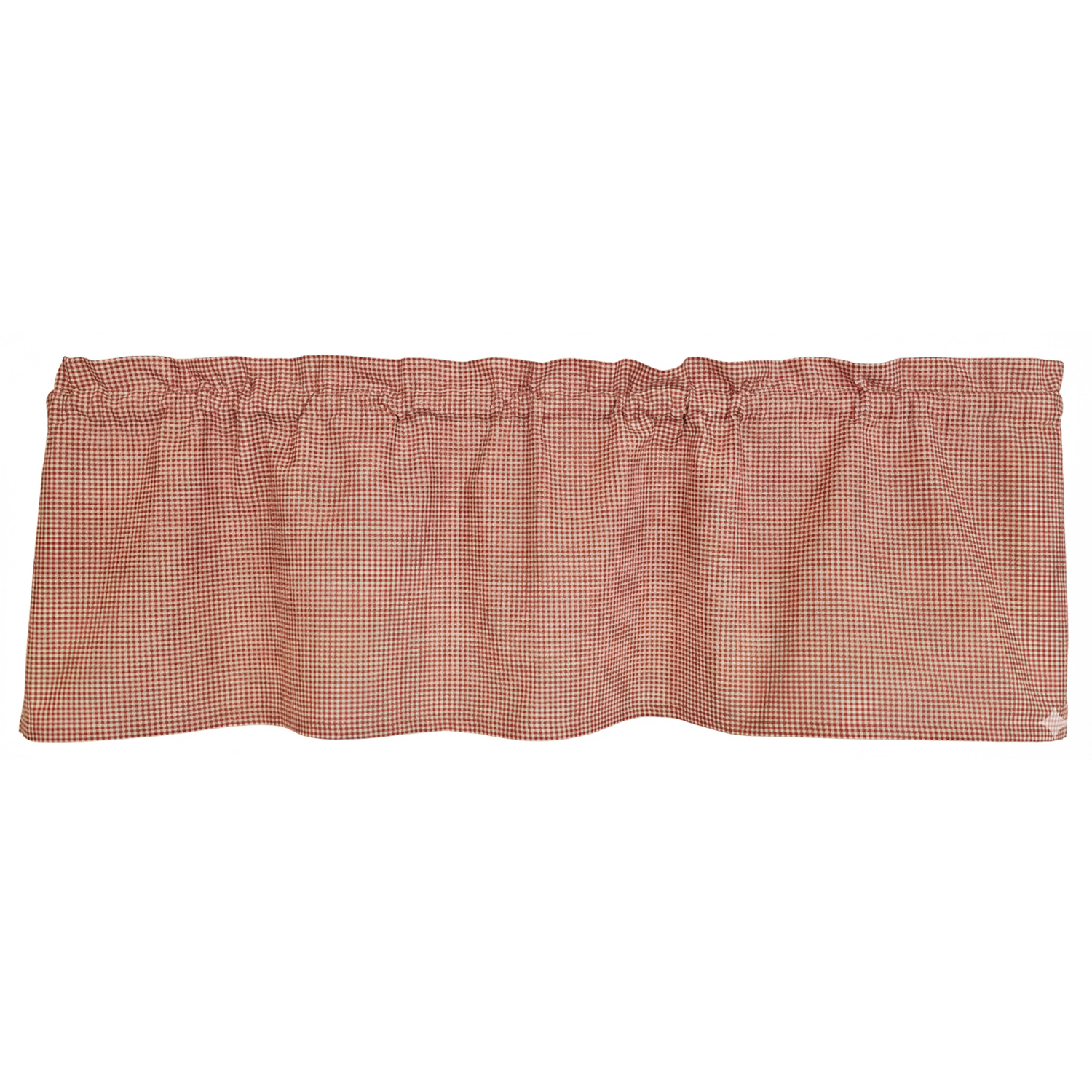 RLF Home 100% Cotton High Quality Minicheck Tailored Window Valance with 1.5" Rod Pocket 50" W X 12" L Red