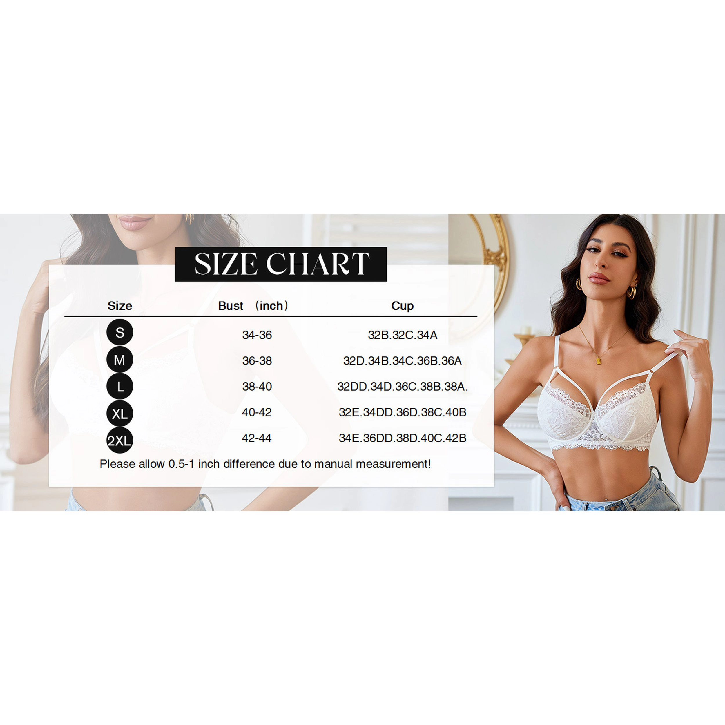 Avidlove Women's Lace V Neck Full Coverage Bra