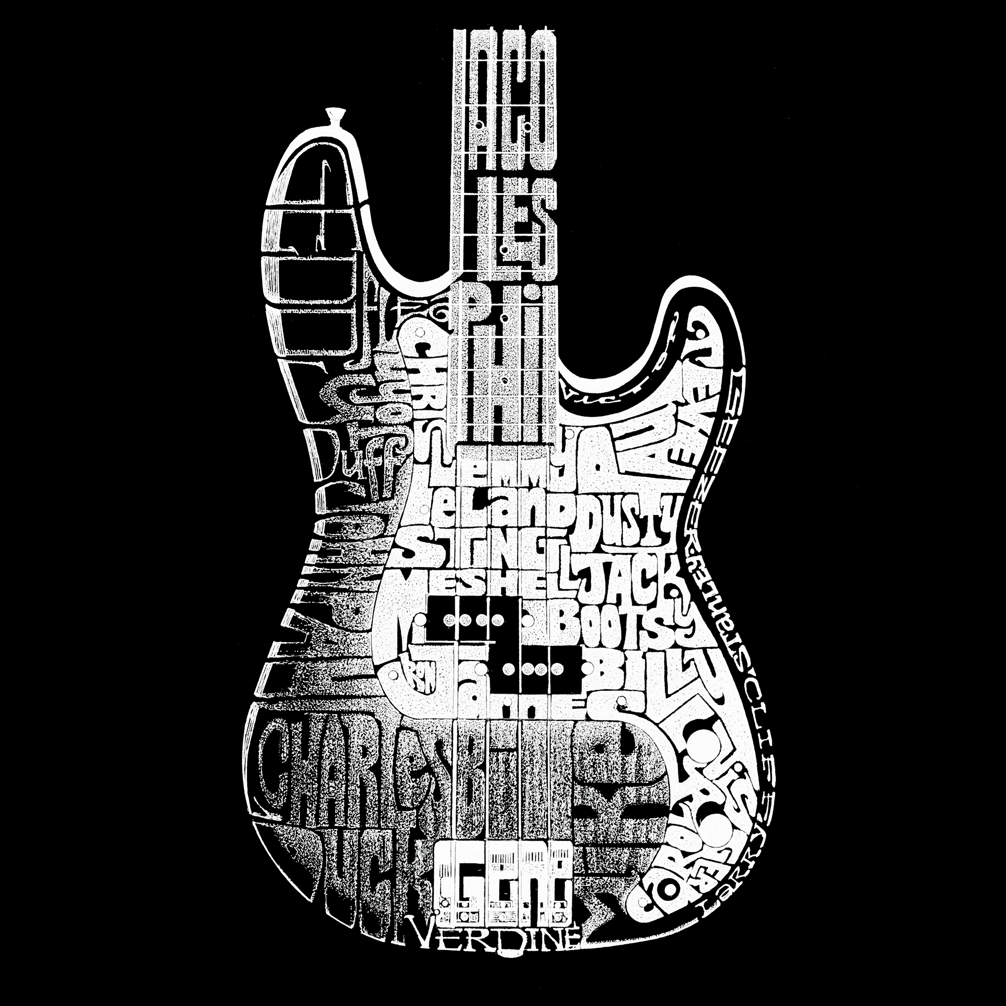 LA Pop Art Bass Guitar - Women's Word Crewneck Sweatshirt