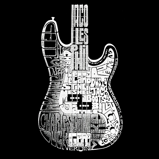 LA Pop Art Bass Guitar - Men's Word Art Hooded Sweatshirt