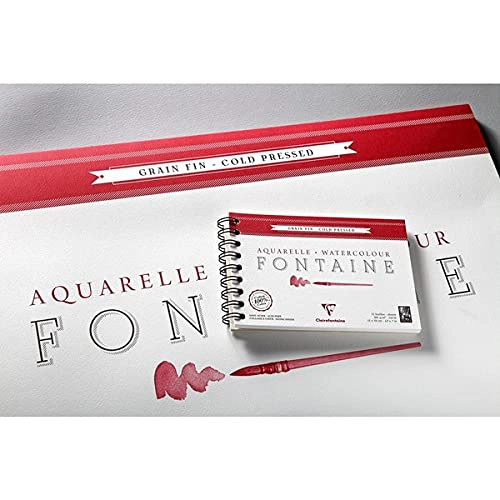 Clairefontaine Fontaine Cold-Pressed Watercolor Pad 300g 100% Cotton - Wirebound 12 Sheets 4.75 x 7 in